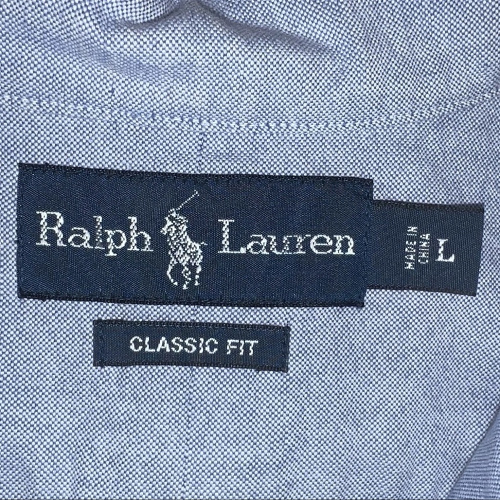 Vintage Polo Ralph Lauren Short Sleeve Button Shirt Men's Large Blue Flesh Pony - Picture 5 of 6